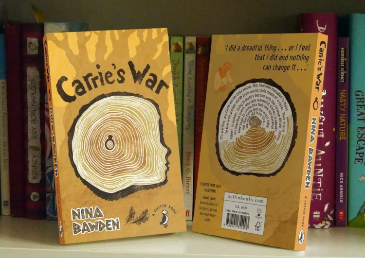 Book cover design front and back for Carrie's War Classic novel by Kati Lacey illustration