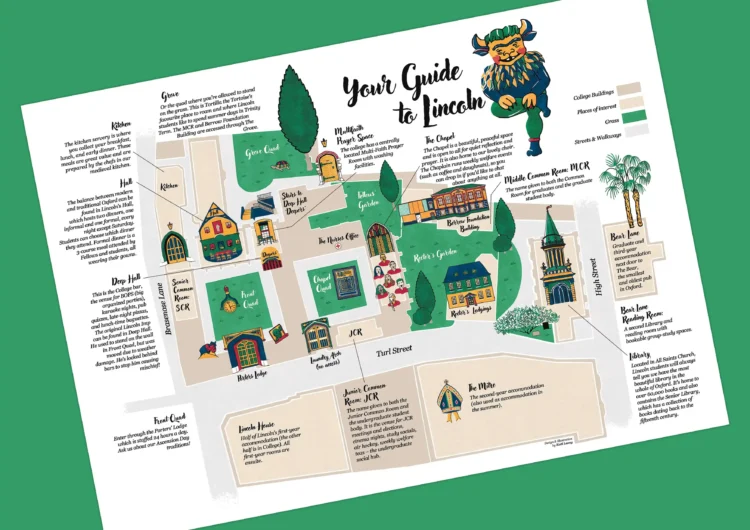 Brand illusration for Lincoln College Campus Map by Kati Lacey brand illustartor