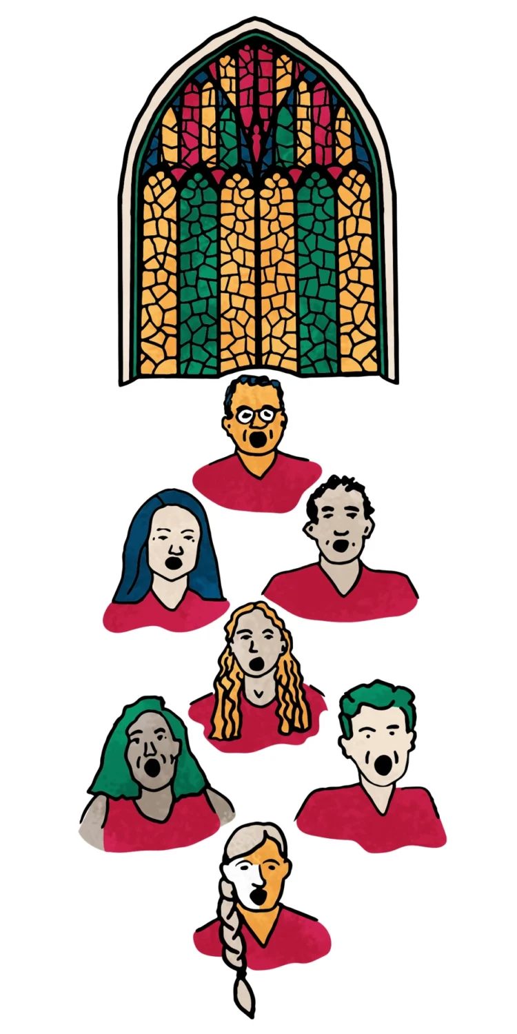 Brand illustrations Lincoln College Chapel and Choir by Kati Lacey