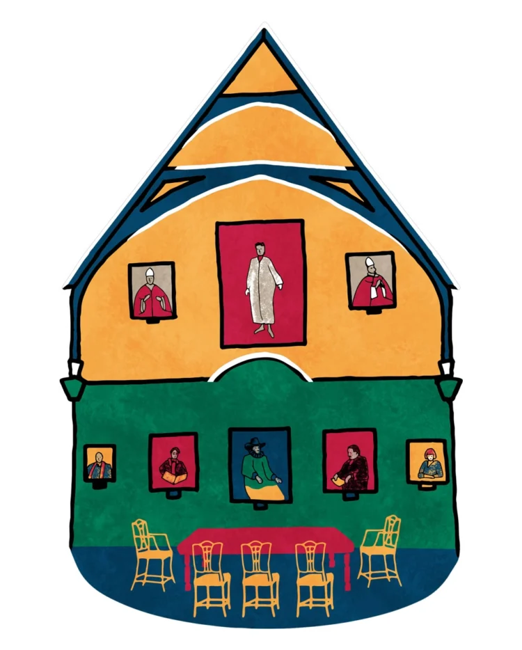 Brand illustrations Lincoln College Hall Illustration by Kati Lacey