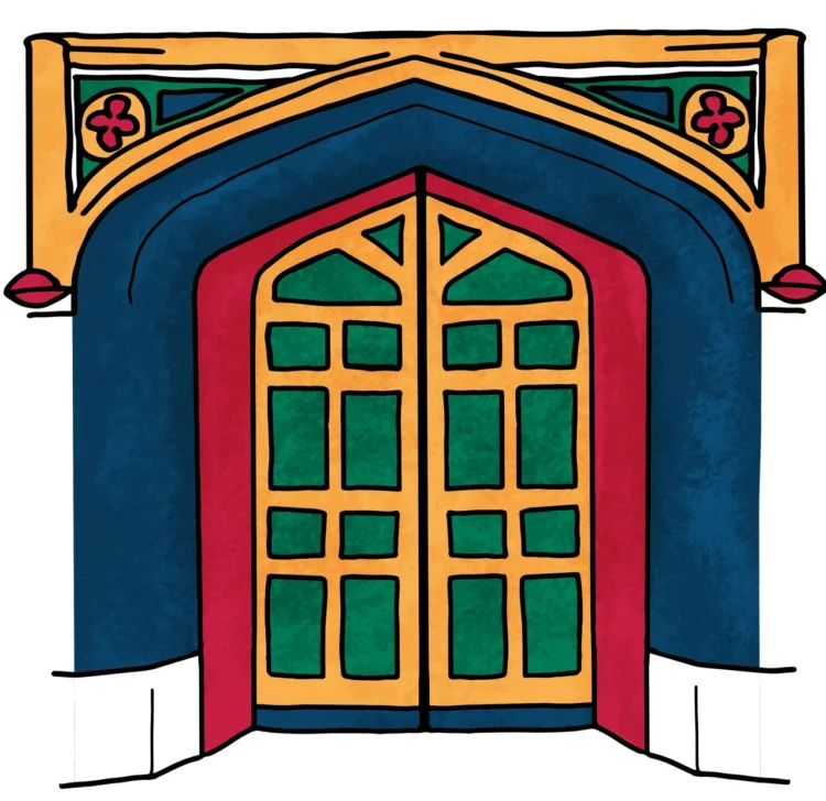 Brand illustrations Lincoln College Porters Lodge by Kati Lacey