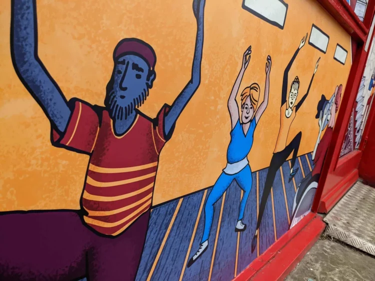 Brand illustrations for Arts at the Old Fire Station Oxford Close up of Dance Studio 01 by Kati Lacey brand illustrator