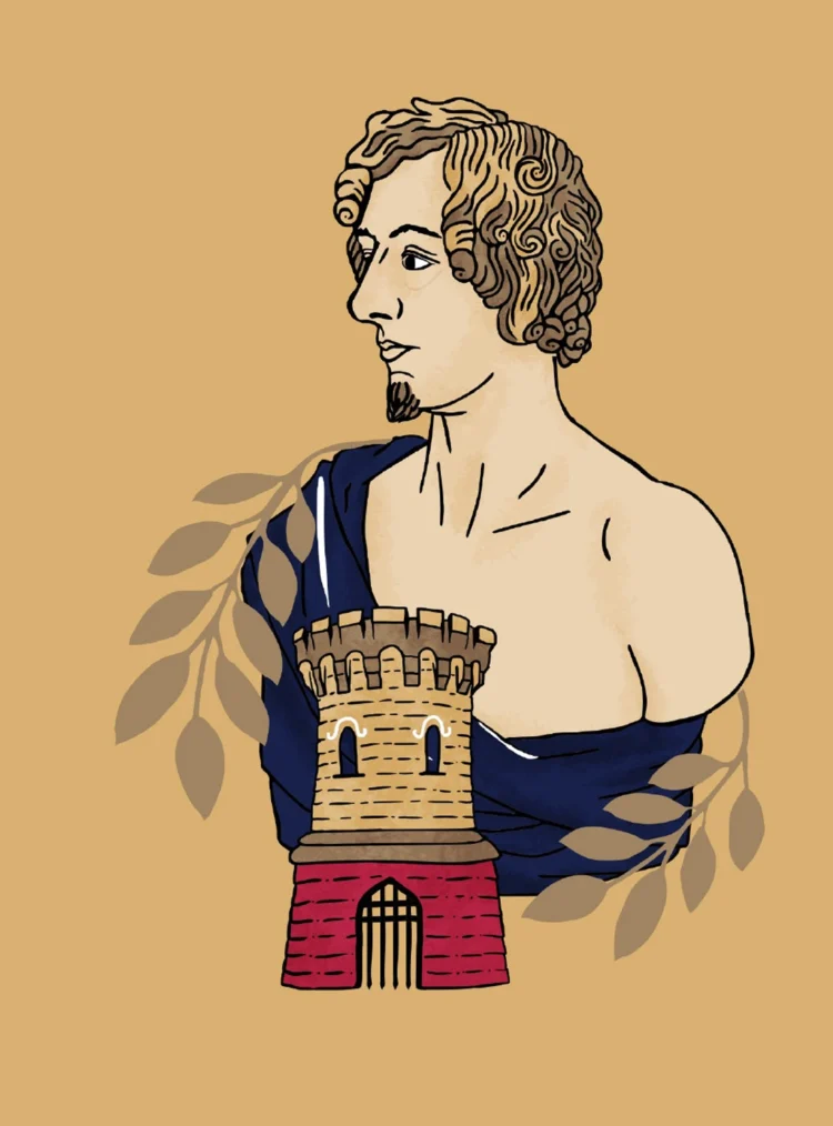 Brand illustrations for the National Trust Myth and Mythmaking Disraeli by Kati Lacey brand illustrator