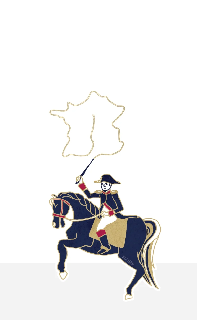 Editorial illustration for historical article about Napoleon by Kati Lacey editorial illustrator