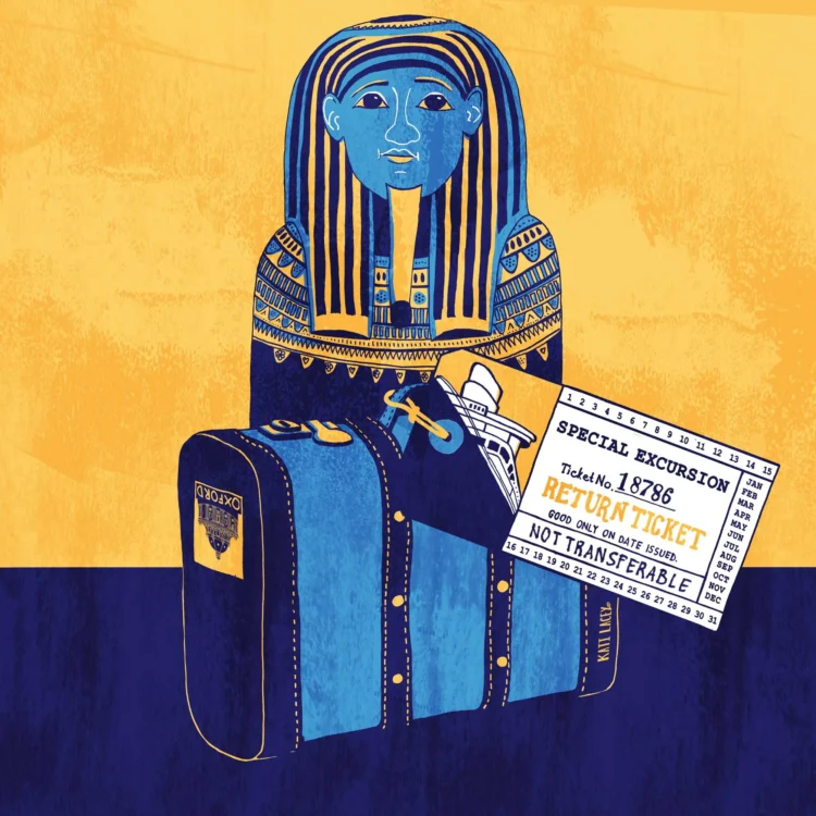 Editorial illustration repatriation Return ticket by Kati Lacey editorial illustrator
