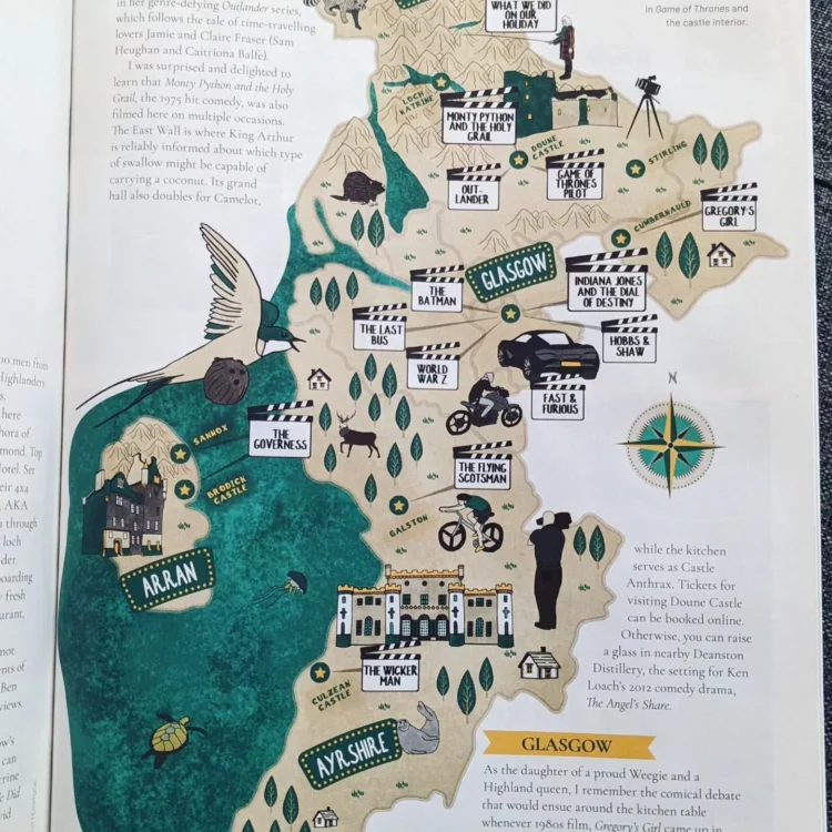 Magazine map illustration series Ayrshire by Kati Lacey Illustrator