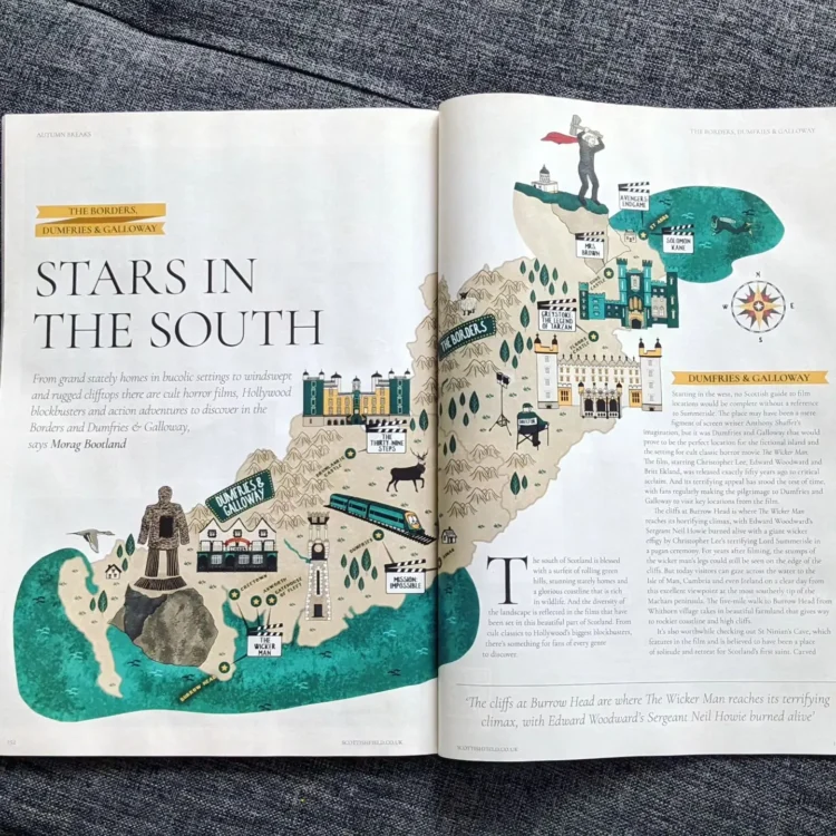 Magazine map illustration series Borders by Kati Lacey Illustrator