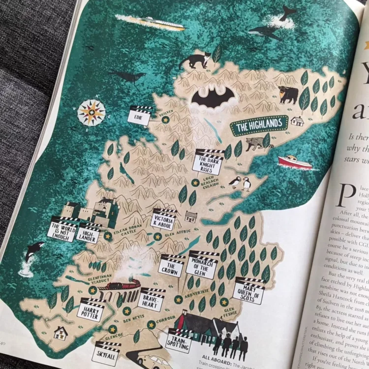 Magazine map illustration series Highlands by Kati Lacey Illustrator