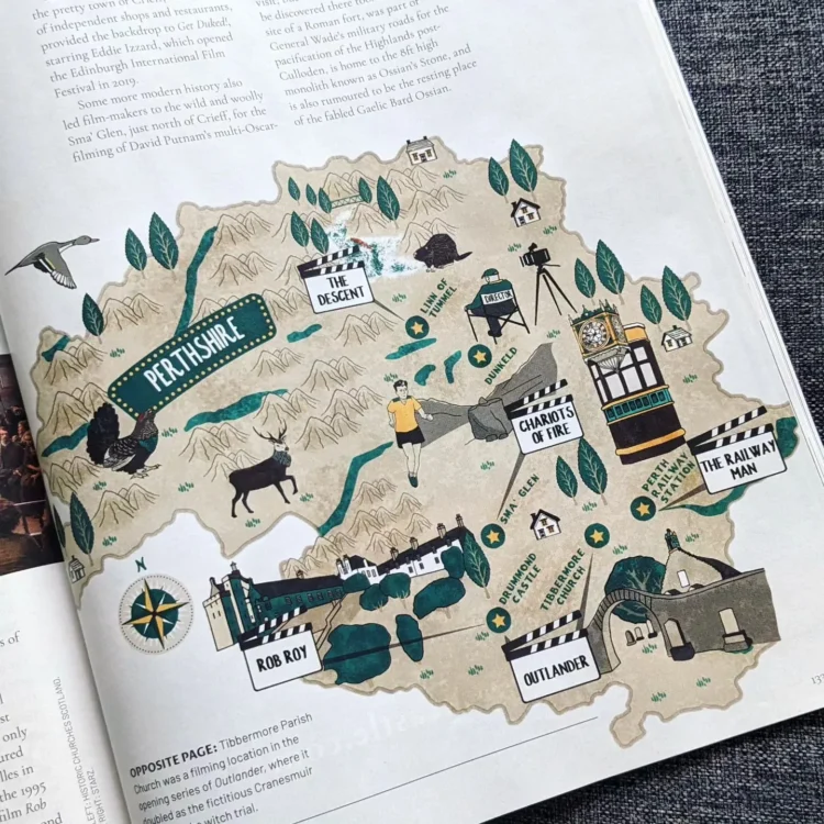 Magazine map illustration series Perthshire by Kati Lacey Illustrator