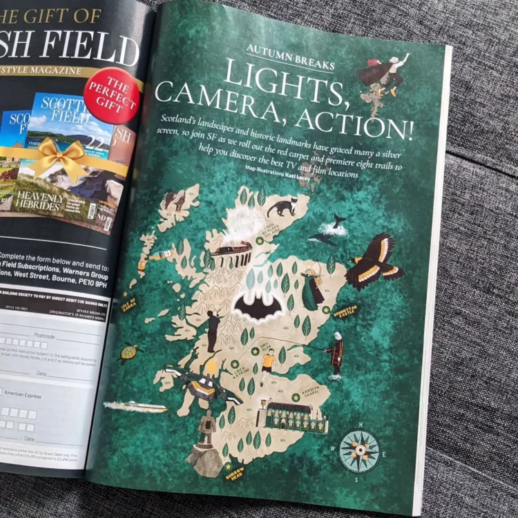Magazine map illustration series Scotland by Kati Lacey Illustrator