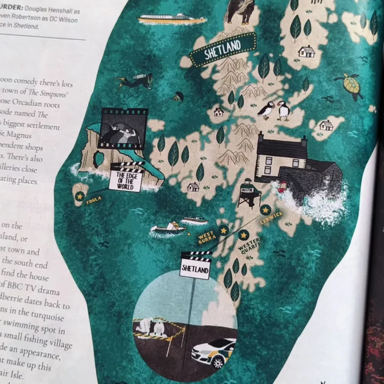 Magazine map illustration series Shetland by Kati Lacey Illustrator