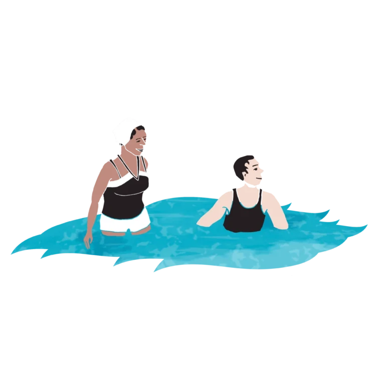 Illustrated branding for exhibition titled River Swimming in Oxford