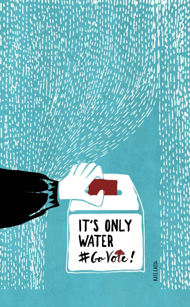 GoVote in the rain Kati Lacey Editorial illustrator