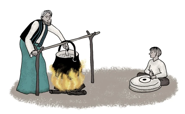 Iron Age Activities Cooking Cherish Project Educational illustrations by Kati Lacey