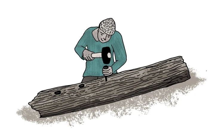 Iron Age Activities Splitting Wood Cherish Project Educational illustrations by Kati Lacey