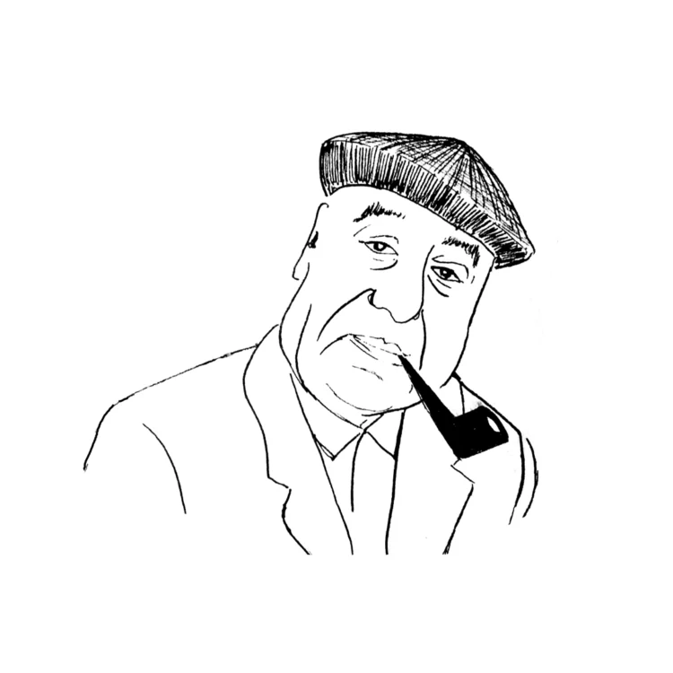Pablo Neruda line drawing by Kati Lacey