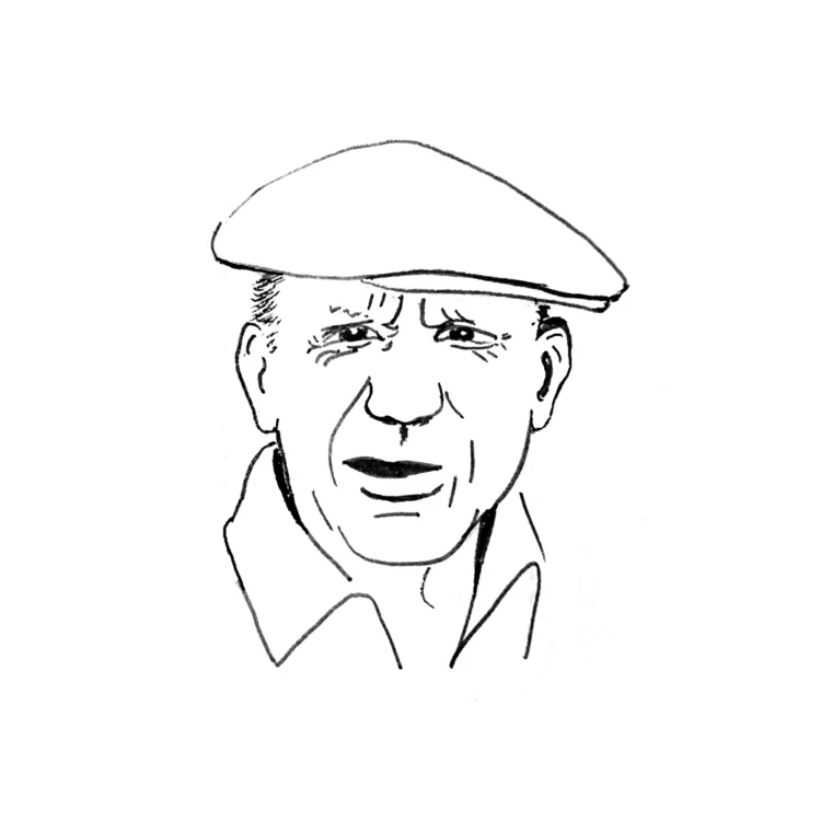 Pablo Picasso Line Portrait illustartion by Kati Lacey