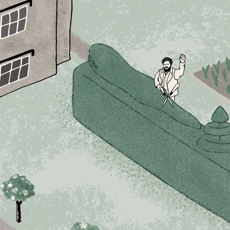 Site map illustration detail of William Morris for Kelmscott Manor by Kati Lacey