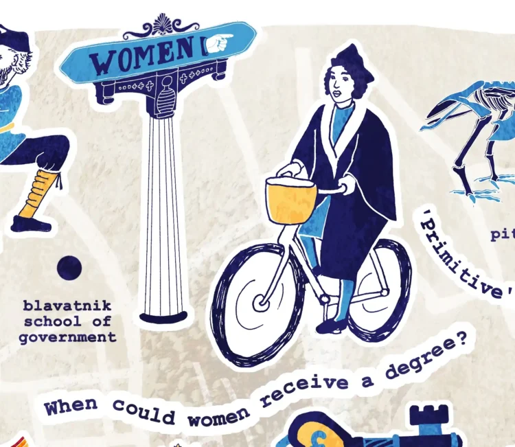 Uncomfortable Oxford Women and degrees map detail by Kati Lacey illustrator