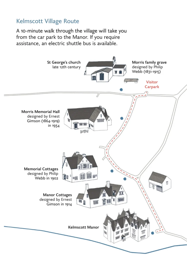 Village map illustration for Kelmscott village by Kati Lacey map illustrator