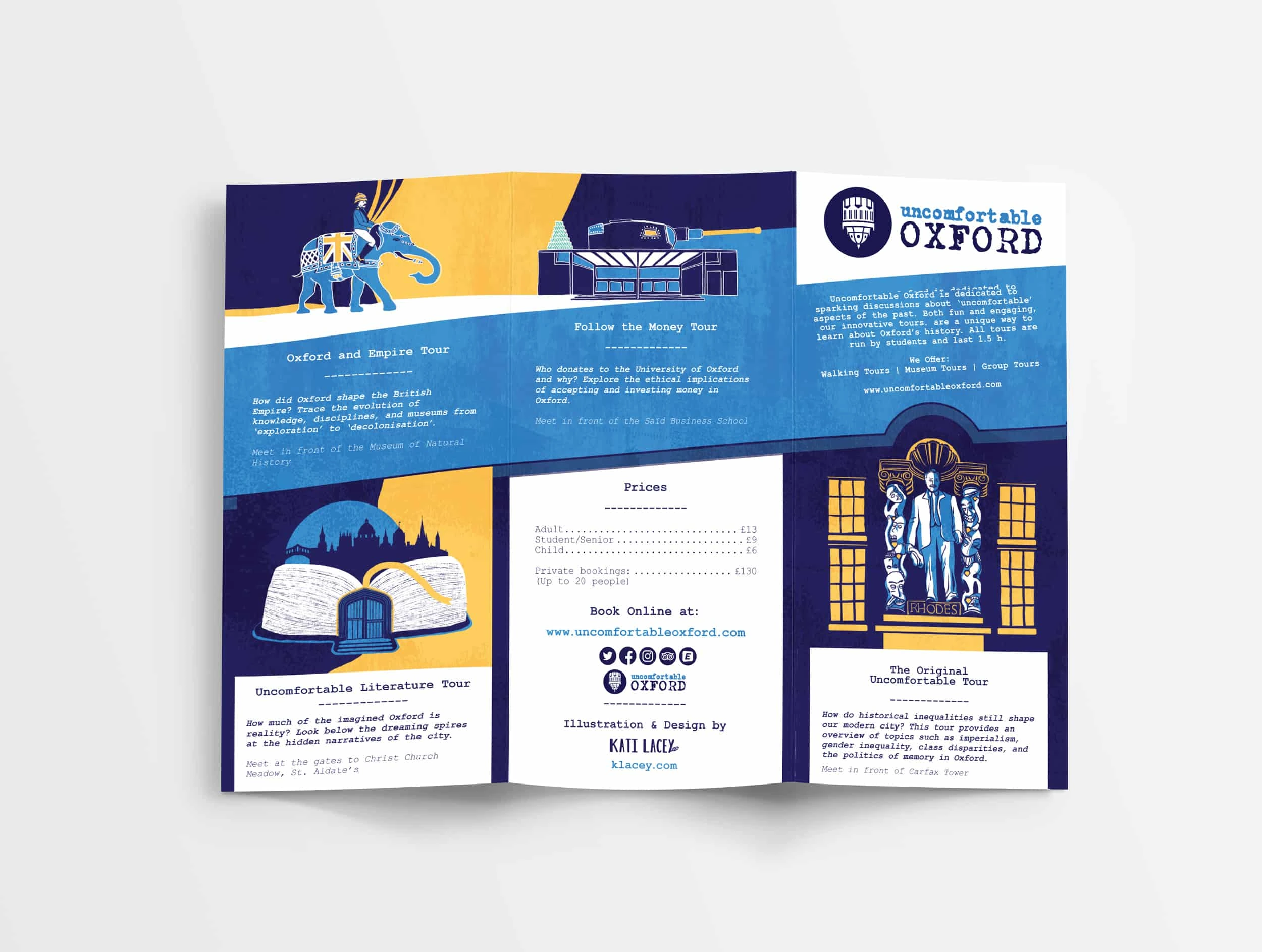 brand illustrations for uncomfortable oxford leaflet folded out