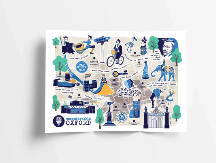 brand illustrations for uncomfortable oxford social enterprise inside leaflet