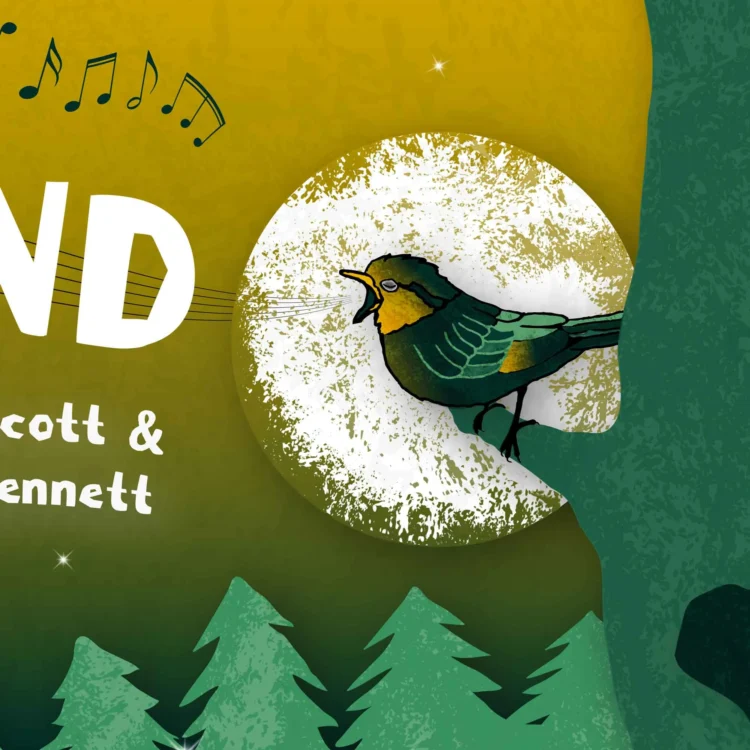 enchanted forest woodland theatre poster illustration magdalen college oxford detail of sparrow
