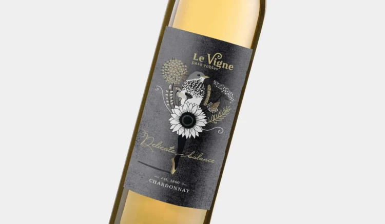 white wine label design and illustration by kati lacey freelance illustrator close up